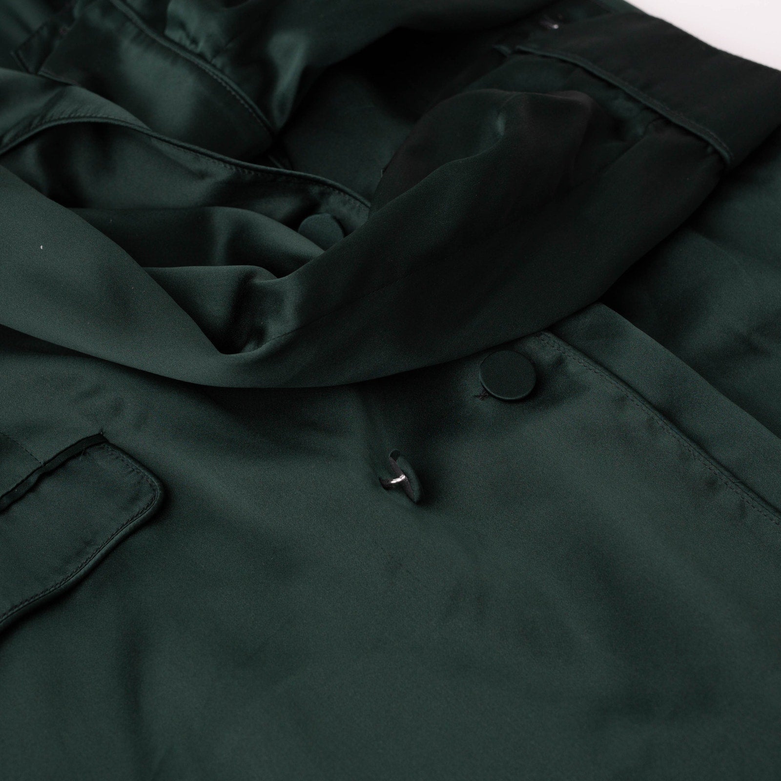 Silk Laundry Relaxed 100% Silk Blazer in Dark Green - Wind & Song