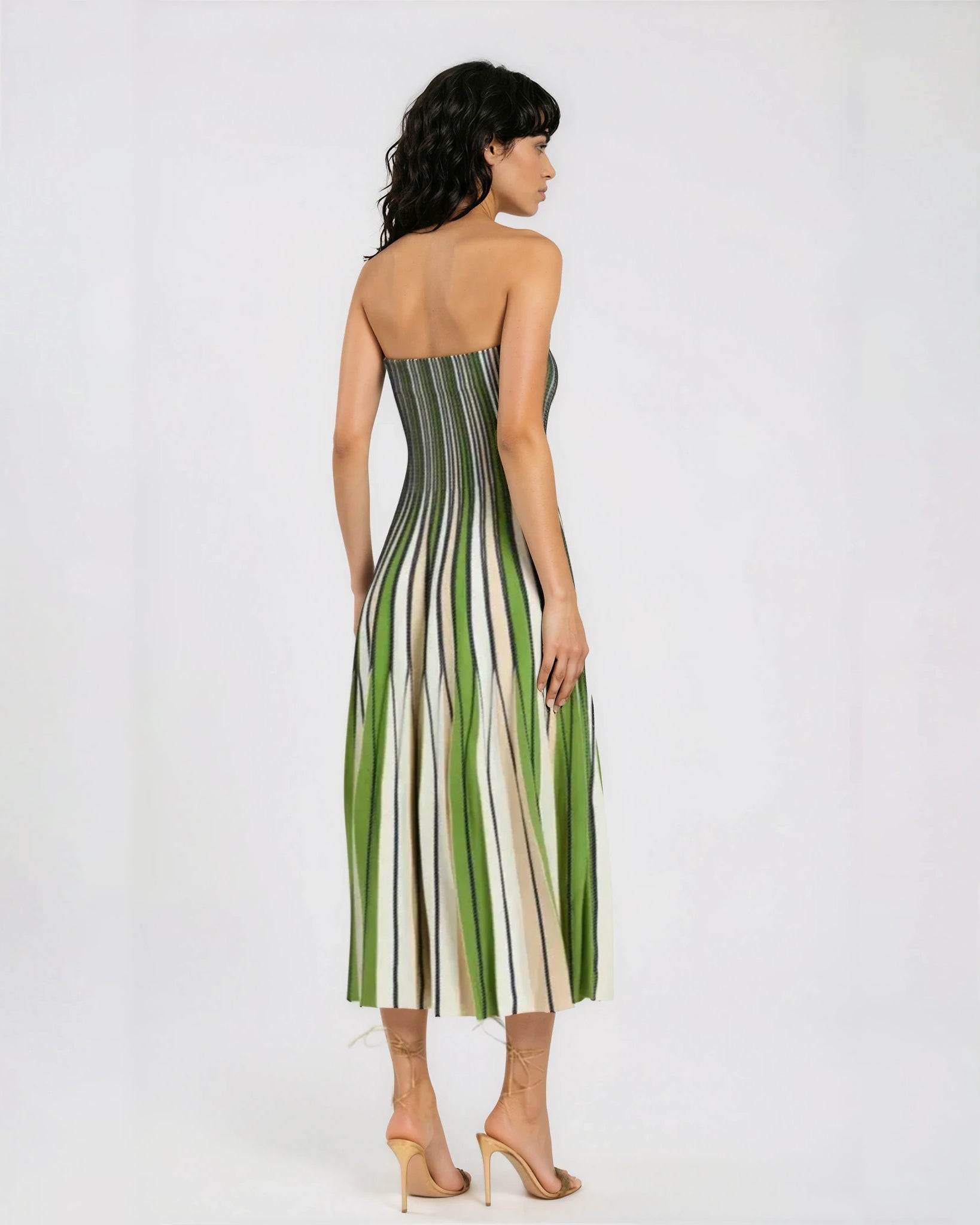 SIMKHAI Soleil Striped Knit - Jersey Midi Dress – Green – Size L - Pre - owned - Wind & Song