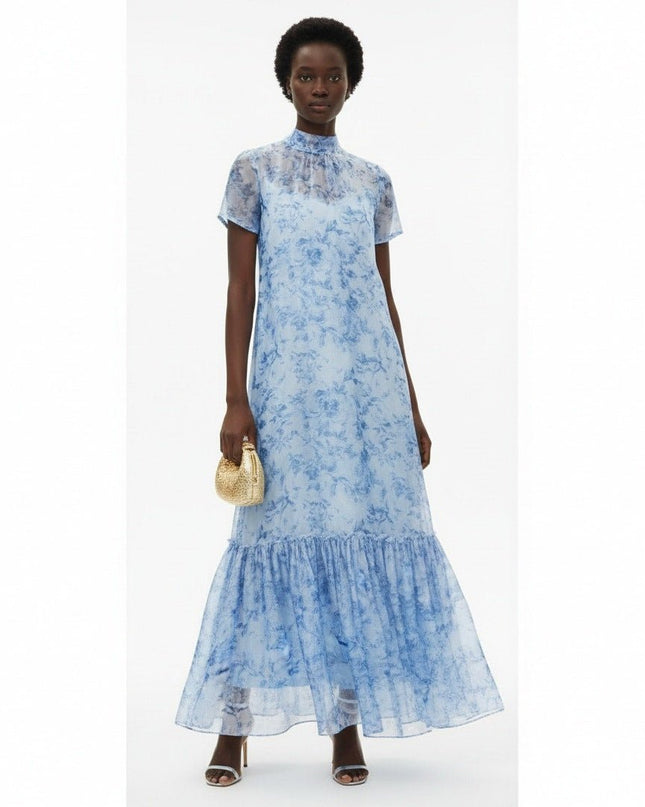 Staud Blue Floral Organza Gown - Size S - Wind & Song