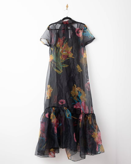 Staud Floral Organza Calluna Dress in First Bloom Night - Wind & Song