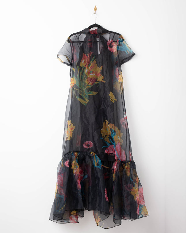 Staud Floral Organza Calluna Dress in First Bloom Night - Wind & Song