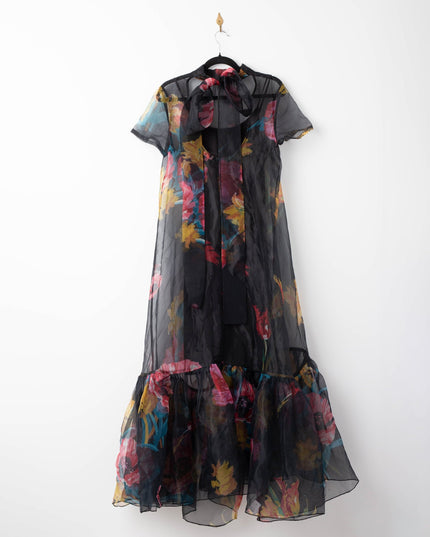 Staud Floral Organza Calluna Dress in First Bloom Night - Wind & Song