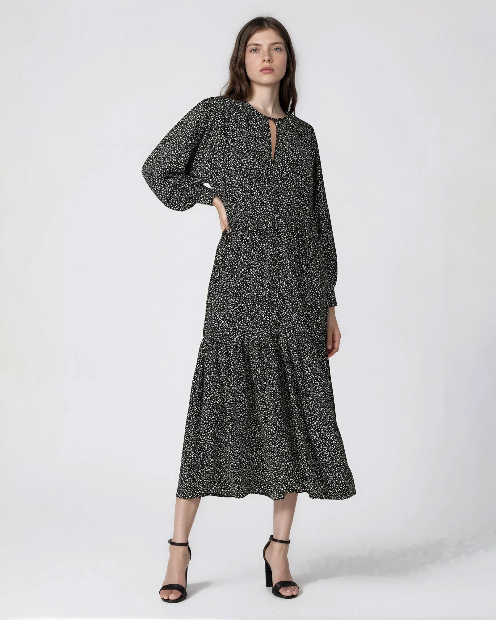 Sweet Baby Jamie Black Ditsy Midi Dress - Wind & Song