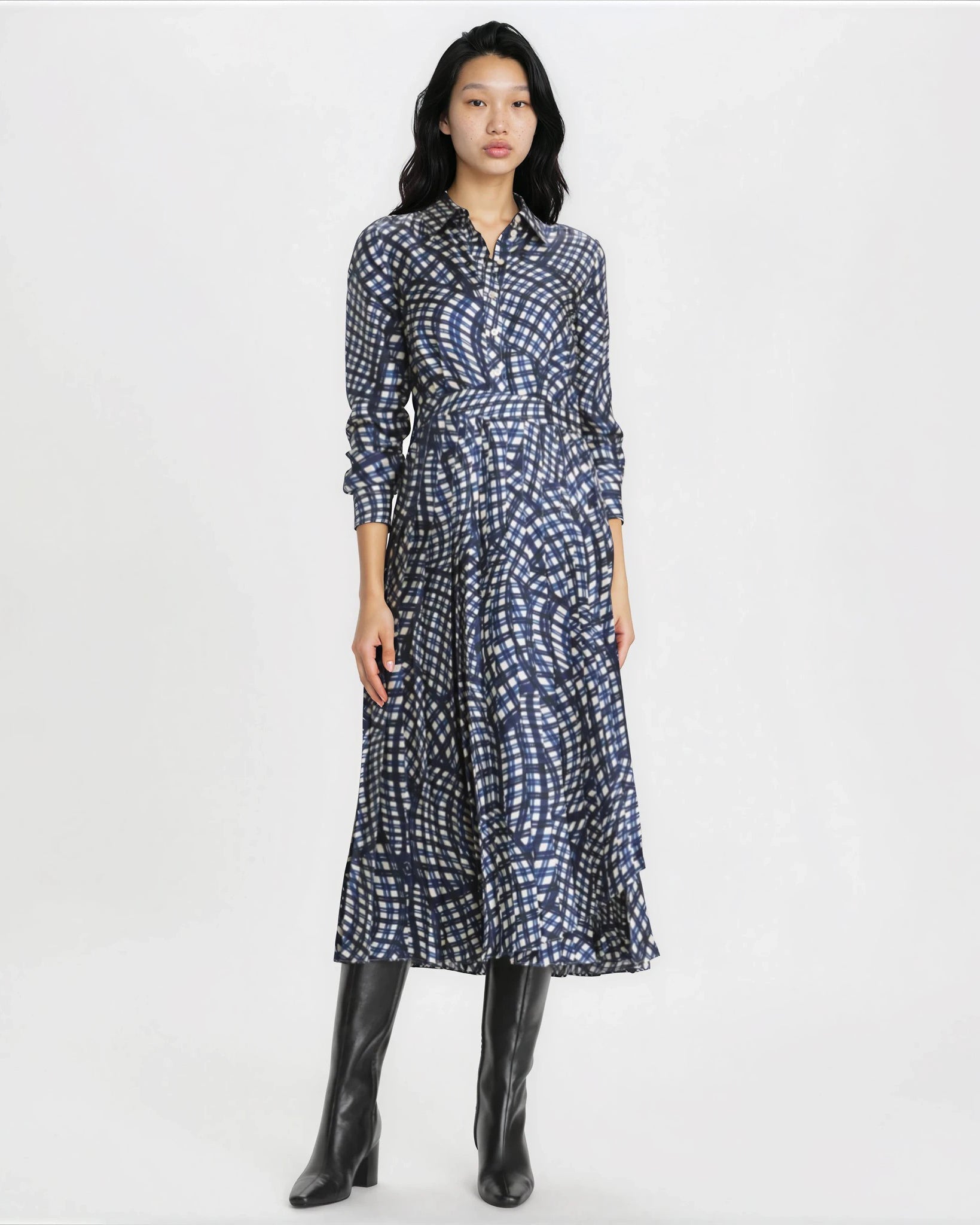Tory Burch Checked Pleated Silk - Twill Midi Dress – Size 10 - Pre - owned - Wind & Song