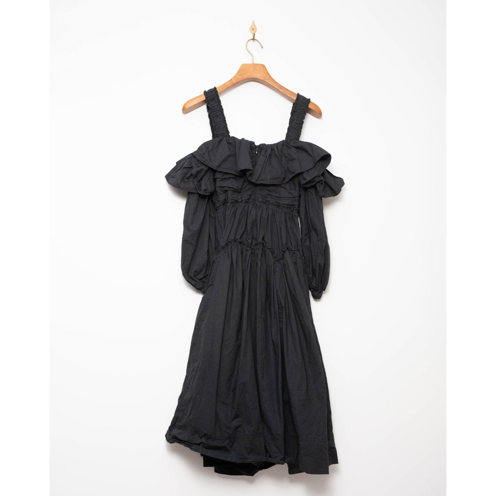 Ulla Johnson Caprice Black Midi Dress Size 0 – Off Shoulder Poplin - Wind & Song