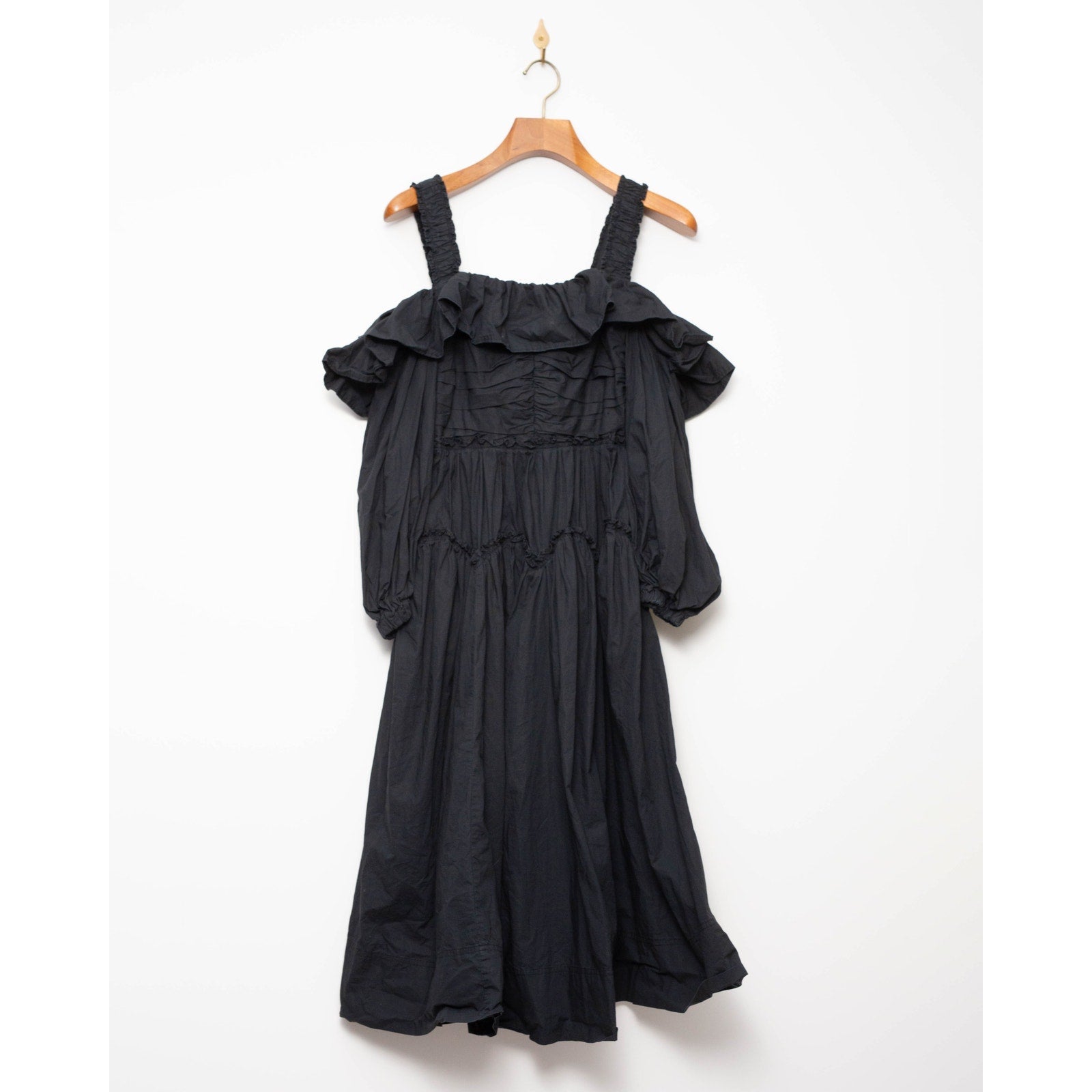 Ulla Johnson Caprice Black Midi Dress Size 0 – Off Shoulder Poplin - Wind & Song
