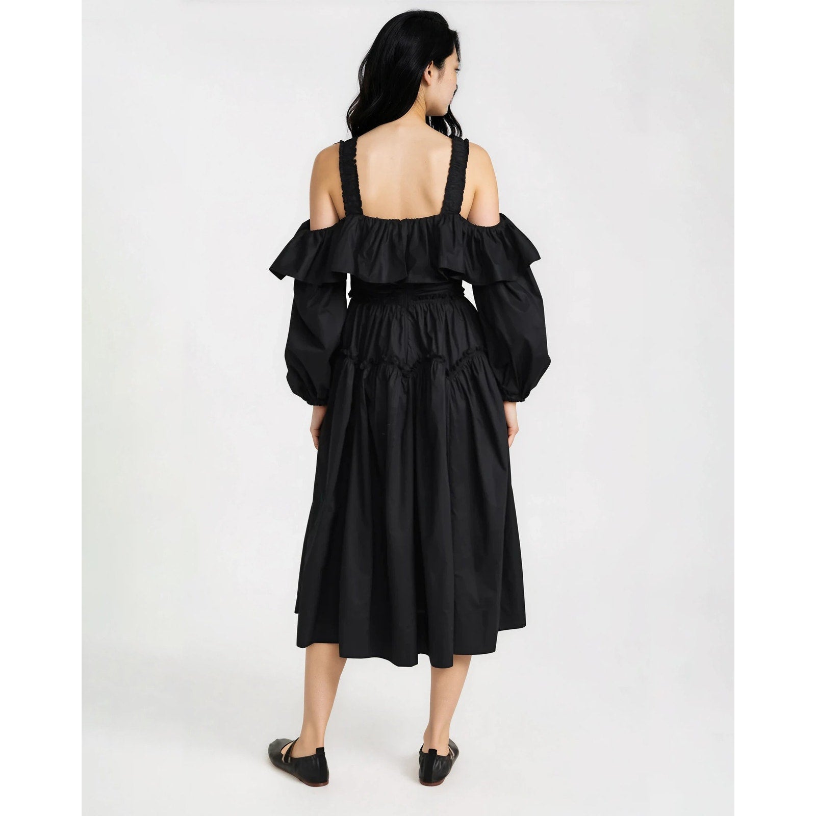 Ulla Johnson Caprice Black Midi Dress Size 0 – Off Shoulder Poplin - Wind & Song