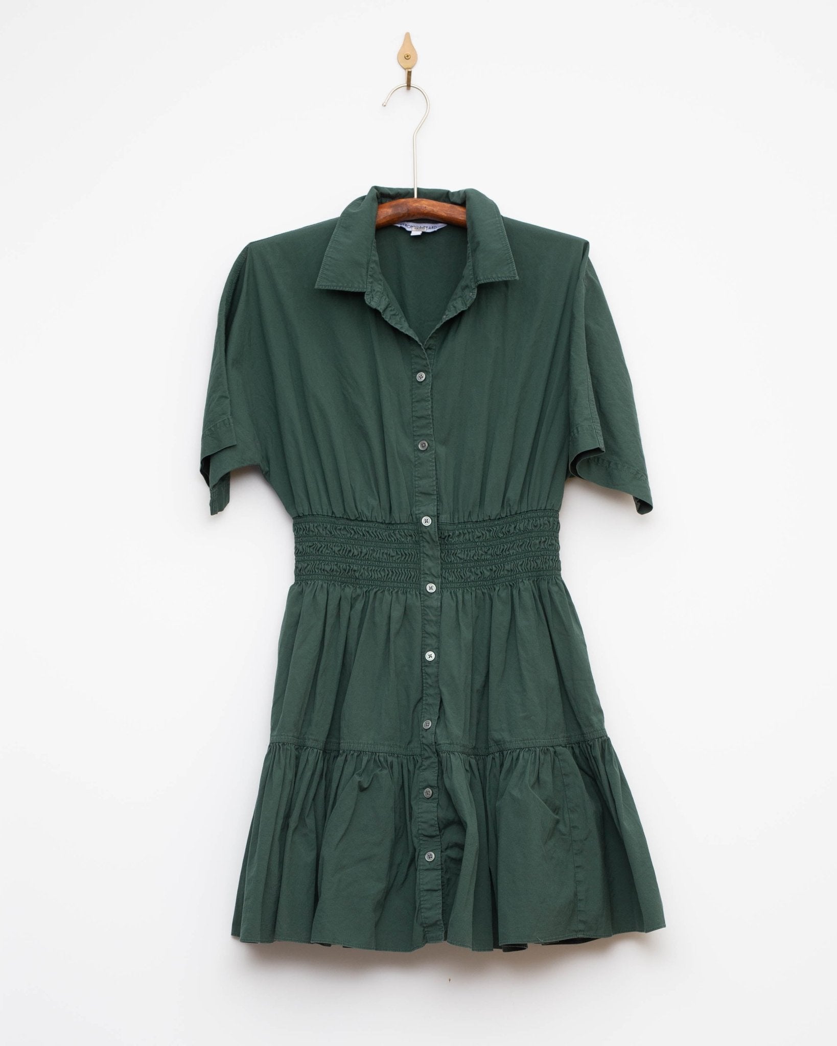 Veronica Beard Greta Smocked Waist Ruffle Hem Shirtdress Size 10 - Wind & Song