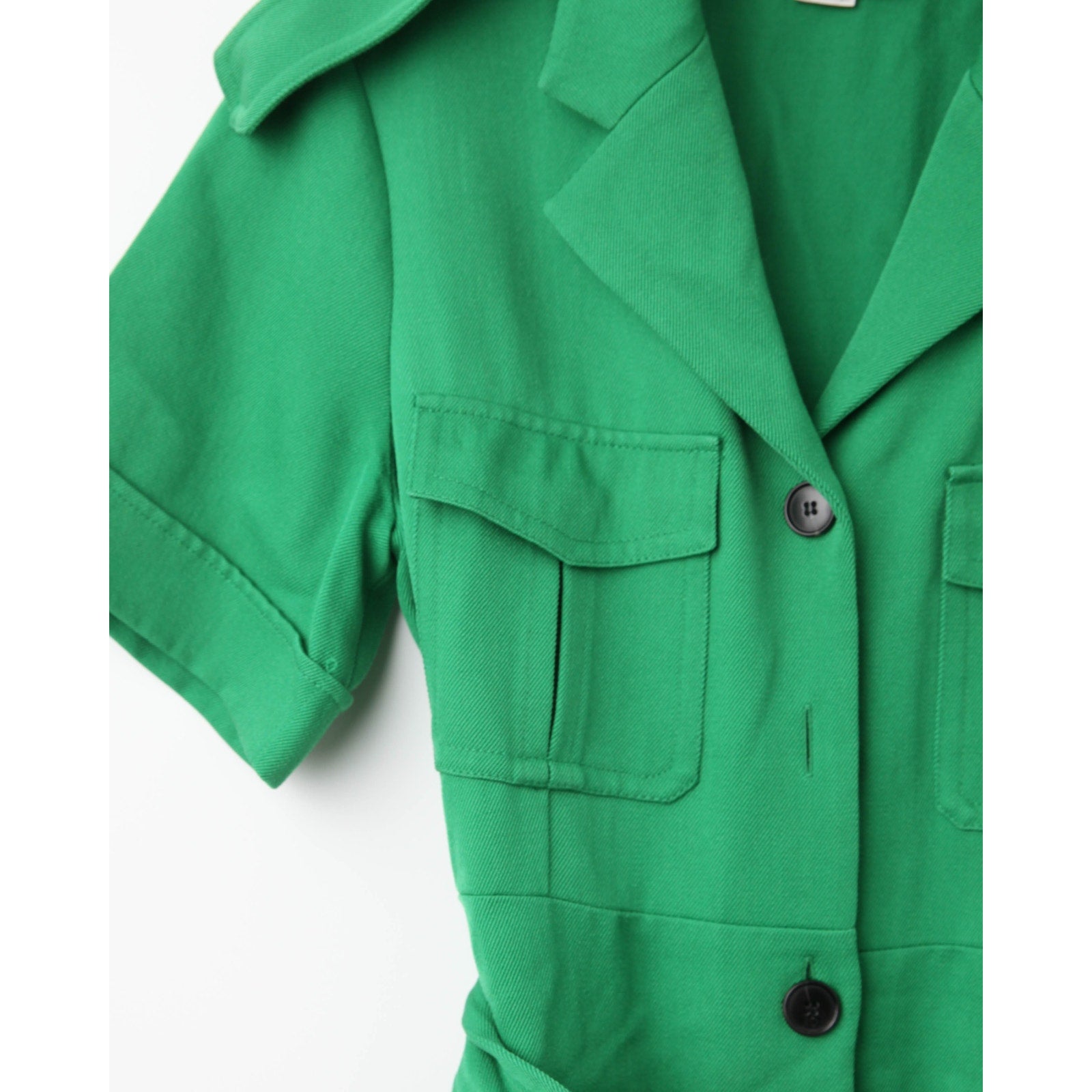 Victoria Beckham Belted Wool - gabardine Shirt Dress In Green - Wind & Song