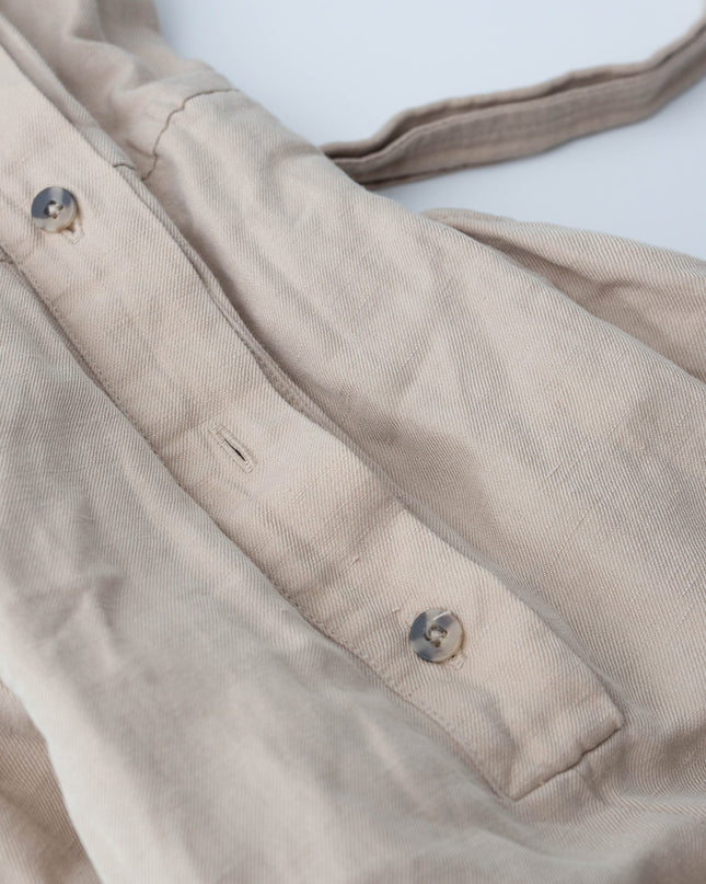 Club Monaco Sleeveless Collared Brown Linen Jumpsuit