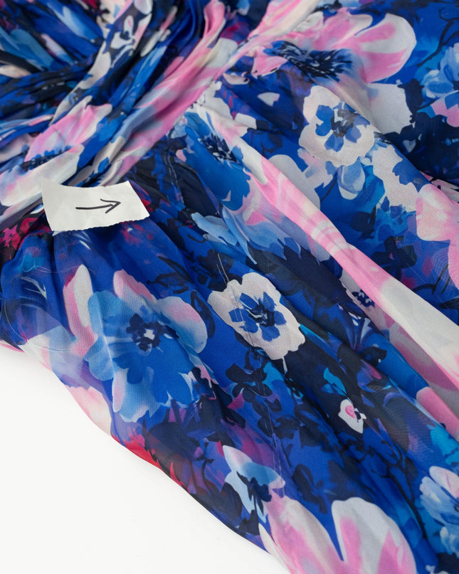 Ieena for Mac Duggal Blue Floral Cutout Gown