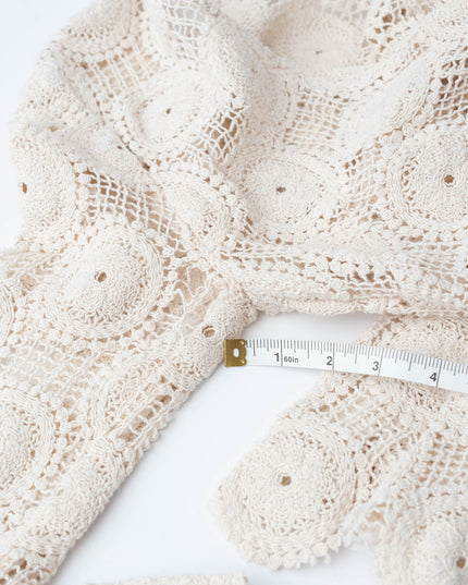 Ronny Kobo x RTR Sheer Crochet Beige Knit Dress