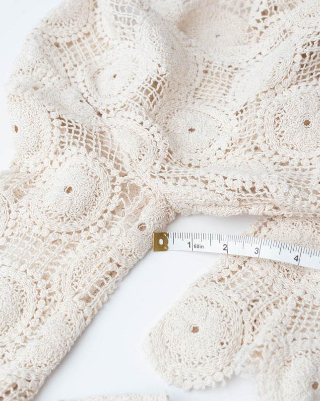 Ronny Kobo x RTR Sheer Crochet Beige Knit Dress