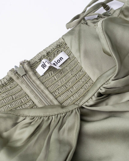 Reformation Sage Green Hensley Silk Dress
