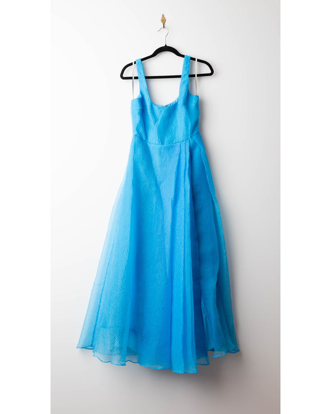 ML Monique Lhuillier Blue Clara Organza Gown