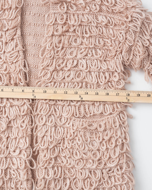 The Great. The Short Monster Loop Knit Cardigan Sweater Open Front TanAIAI