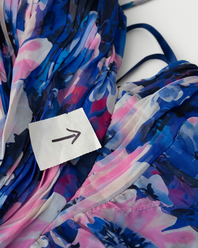 Ieena for Mac Duggal Blue Floral Cutout Gown