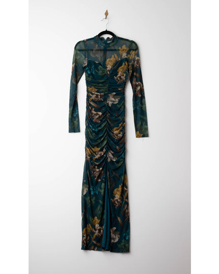 Black Halo Wendy Blue Floral Jersey Gown