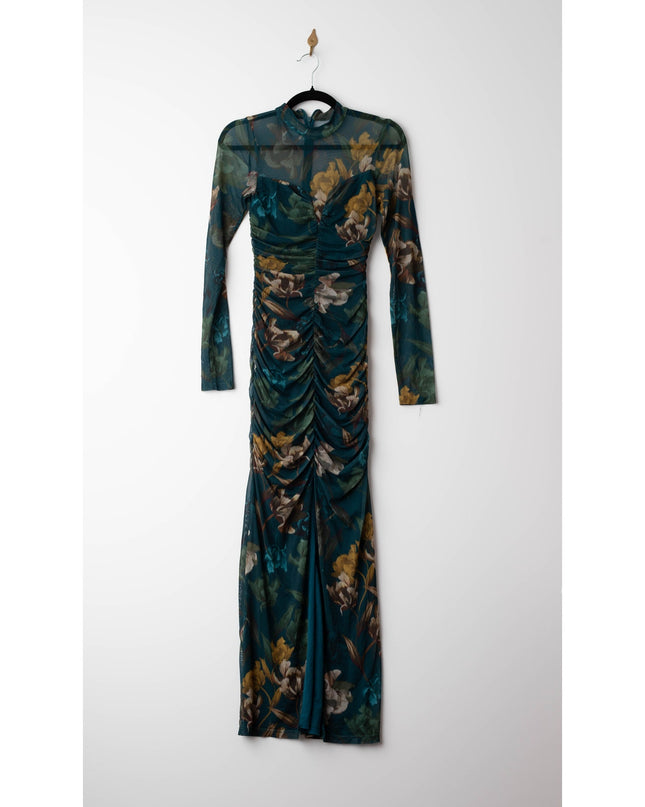 Black Halo Wendy Blue Floral Jersey Gown