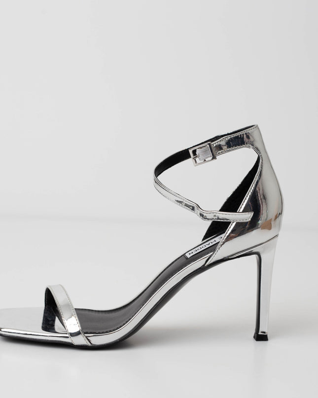 STEVE MADDEN Piked Ankle Strap Sandal In Silver Foil