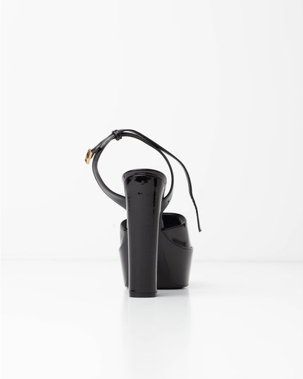 Saint Laurent Jodie Patent Leather Platform Sandals – Black- Size 39 – NWT