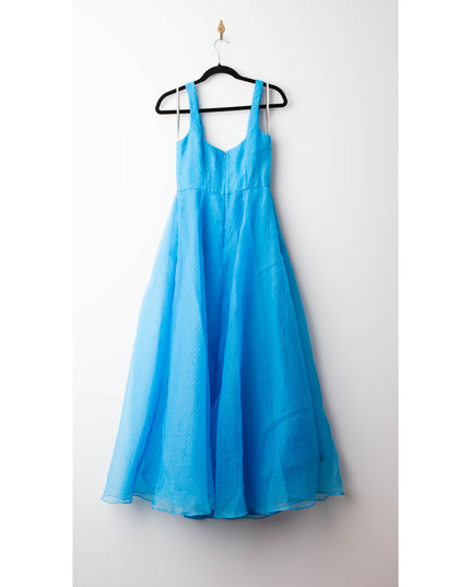 ML Monique Lhuillier Blue Clara Organza Gown