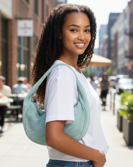 BY FAR hobo suede bag in Green