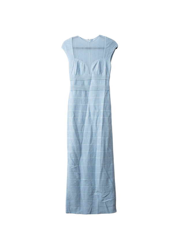 Hervé Léger Blue Bandage Sheer Bustier Gown
