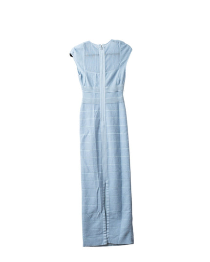 Hervé Léger Blue Bandage Sheer Bustier Gown