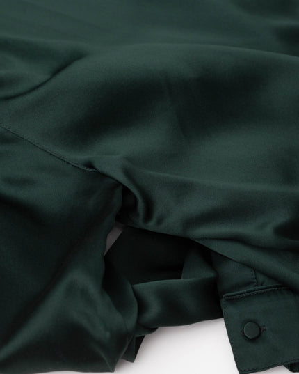 Silk Laundry Relaxed 100% Silk Blazer in Dark Green