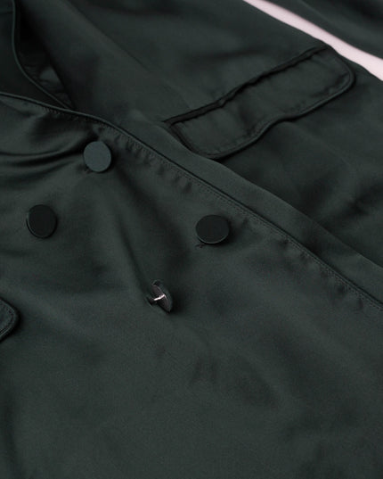 Silk Laundry Relaxed 100% Silk Blazer in Dark Green