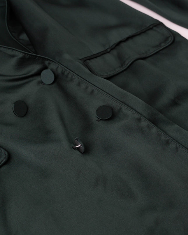Silk Laundry Relaxed 100% Silk Blazer in Dark Green