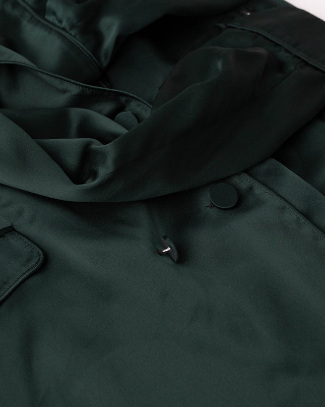 Silk Laundry Relaxed 100% Silk Blazer in Dark Green