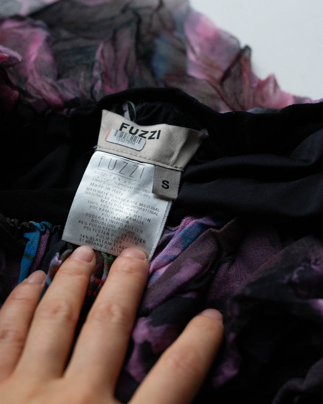 Fuzzi Tulle One Shoulder Purple Flora Gown
