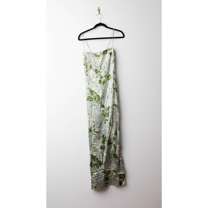 Reformation Frankie Silk Gown in Green Floral
