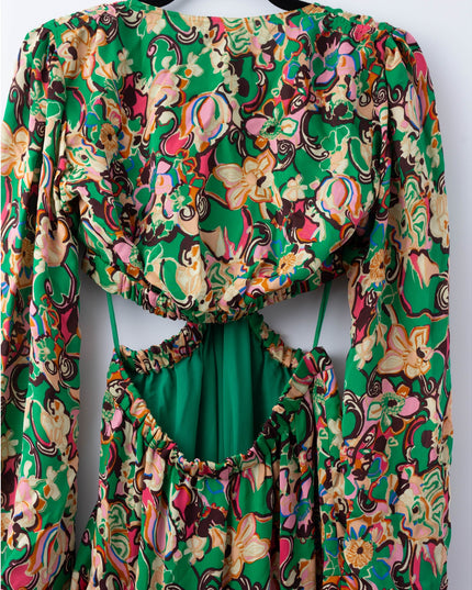 A.L.C. Women’s Bell Print Layered Cutout Maxi Dress