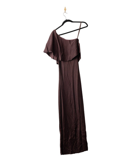 Altuzarra Knit Vivi Dress with Satin Ruffle in Charred Oak