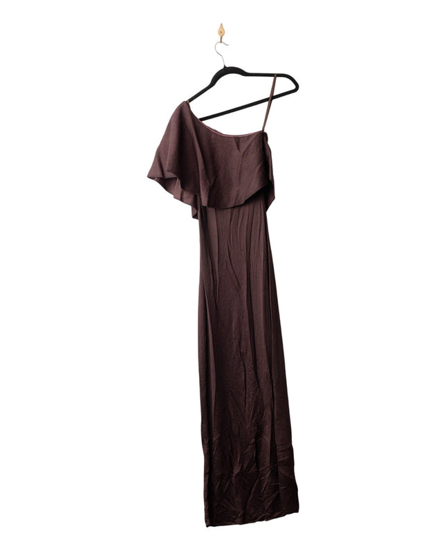 Altuzarra Knit Vivi Dress with Satin Ruffle in Charred Oak