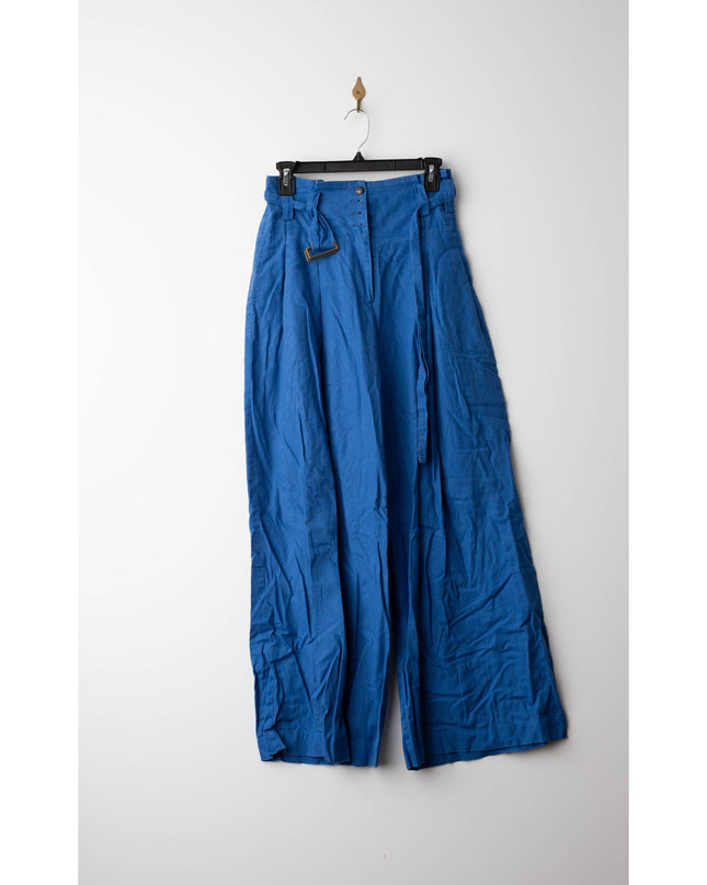 Eudon Choi x RTR Wide Leg Linen Trousers in Blue