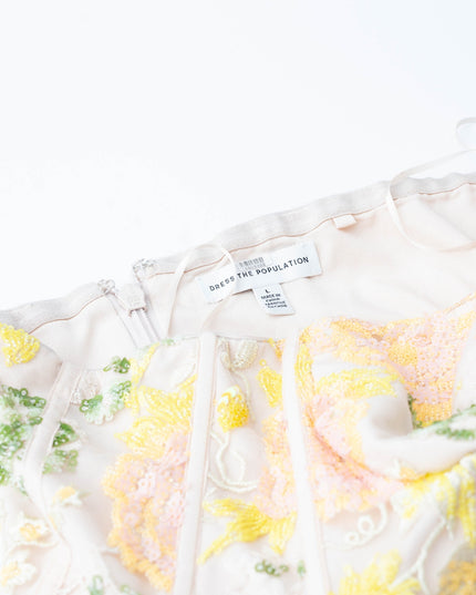 Dress The Population Yellow Floral Carina Dress