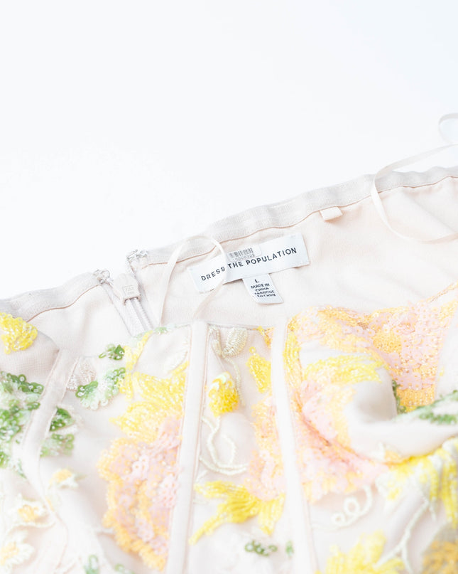 Dress The Population Yellow Floral Carina Dress