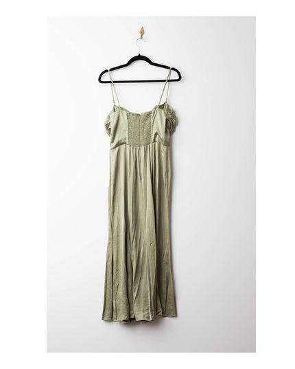 Reformation Sage Green Hensley Silk Dress