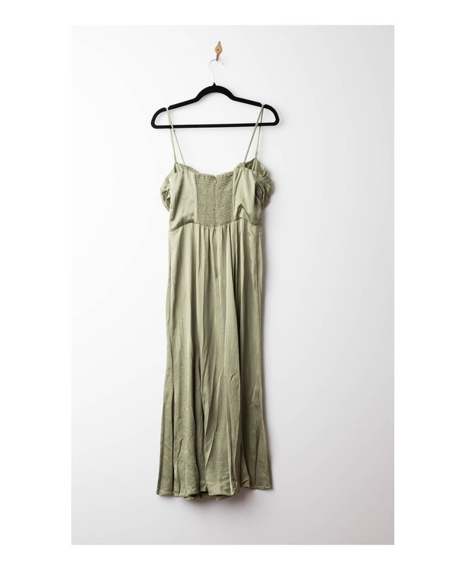 Reformation Sage Green Hensley Silk Dress