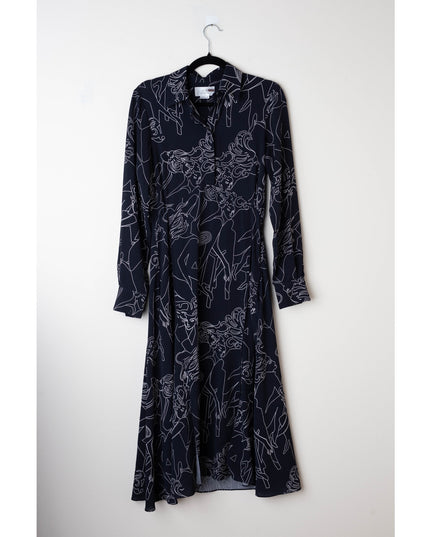 Victoria Victoria Beckham Blue Printed Collared Dress