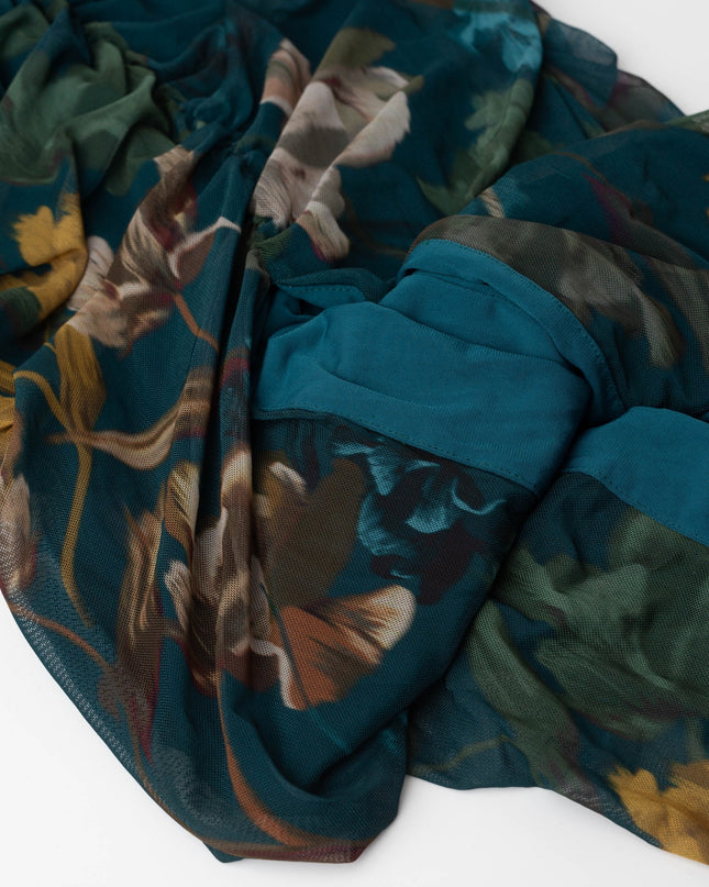 Black Halo Wendy Blue Floral Jersey Gown