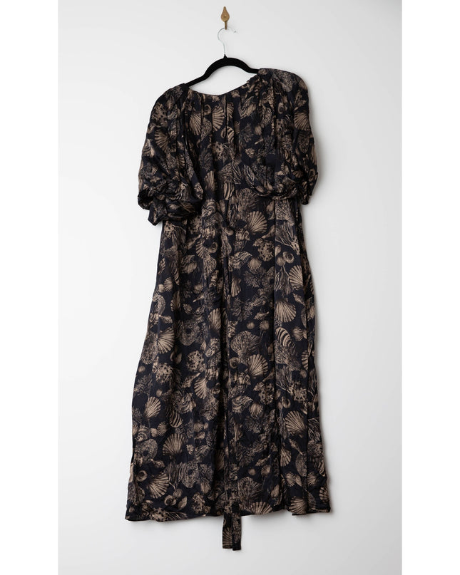 Co Puff Sleeve Black Printed Viscose Dress
