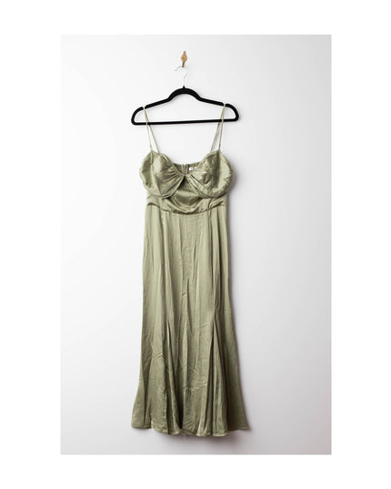 Reformation Sage Green Hensley Silk Dress