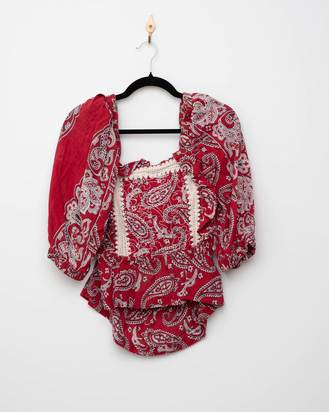 Sea New York Theodora Red Cotton Top