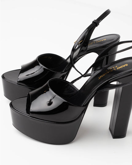 Saint Laurent Jodie Patent Leather Platform Sandals – Black- Size 39 – NWT