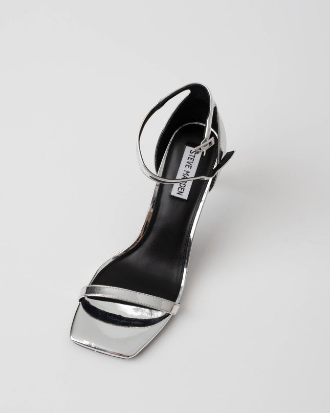 STEVE MADDEN Piked Ankle Strap Sandal In Silver Foil